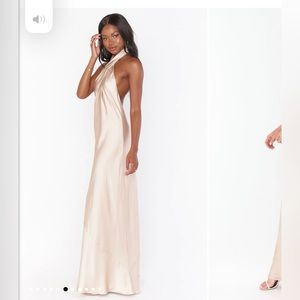 Showmeyourmumu Jasmine Halter Maxi Dress in Champagne Luxe